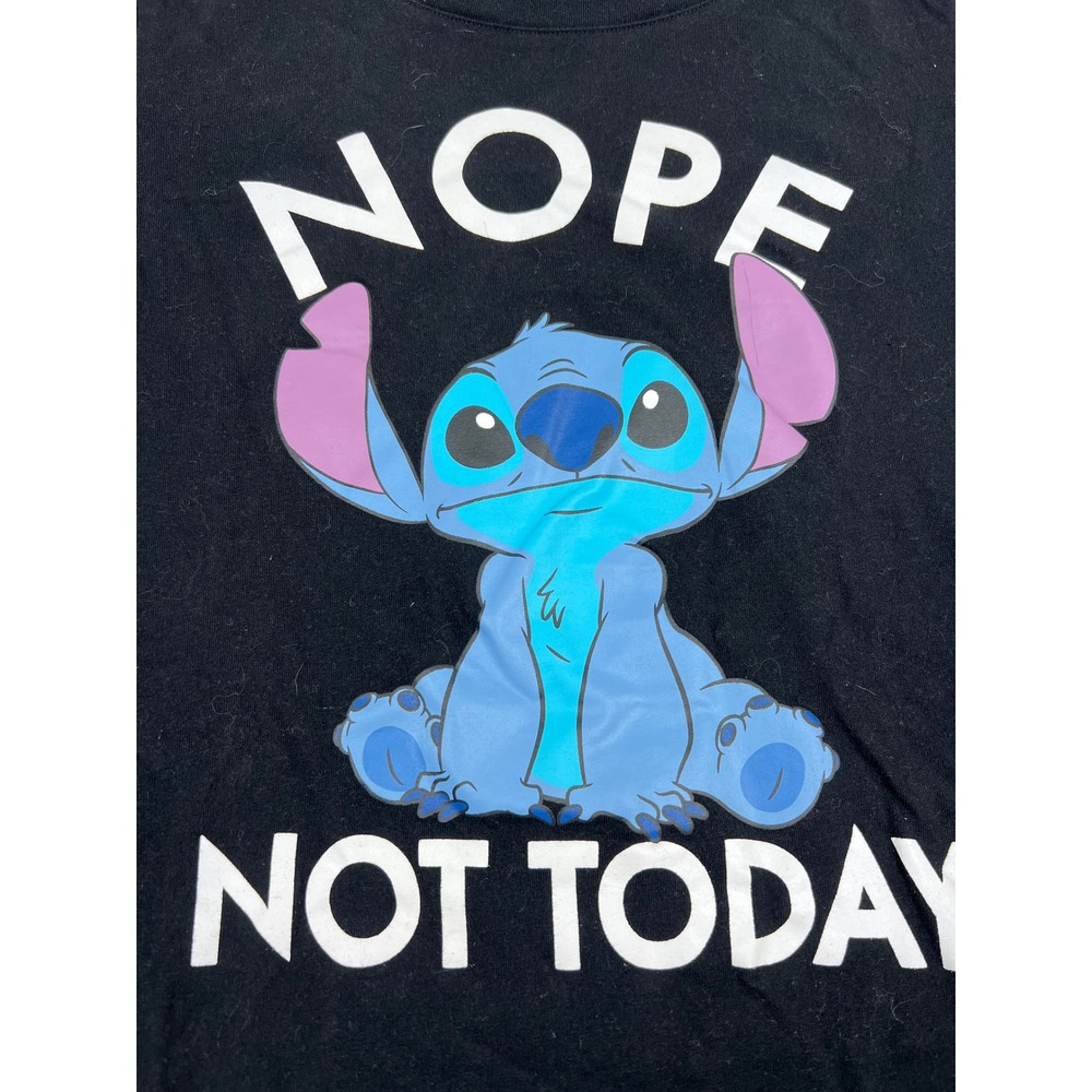 Disney Stitch Graphic Tee Nope Not Today Black Short‎ Sleeve L